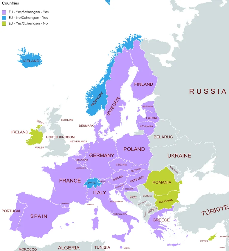 schengen area eu countries